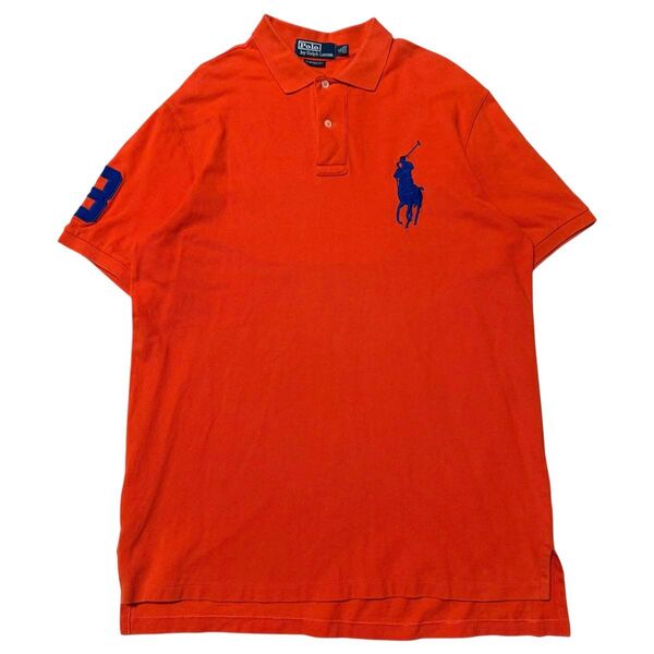 Polo Ralph Lauren ポロ ラルフローレン ビッグ ポニー ロゴ 刺繍 半袖 鹿の子 ポロシャツ オレンジ XL