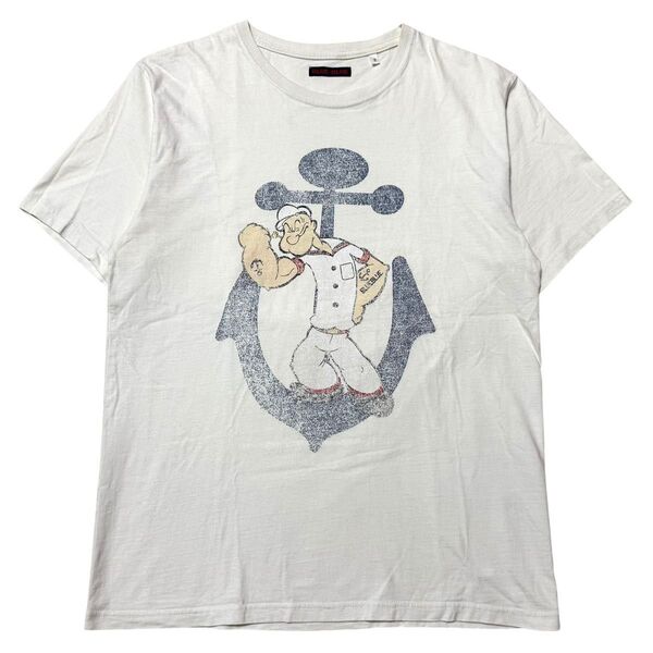 BLUE BLUE ブルーブルー ポパイ アンカー ロゴ プリント 半袖 Tシャツ カットソー ホワイト 白 3 L 聖林公司