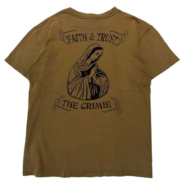 CRIMIE クライミー 聖母像 マリア ロゴ プリント ワッペン 半袖 Tシャツ カットソー ブラウン 茶 M