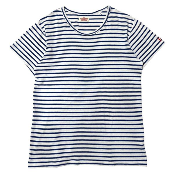 H.R.MARKET ハリウッドランチマーケット ロゴ 刺繍 ボーダー ストレッチ フライス 半袖 Tシャツ カットソー 3 L