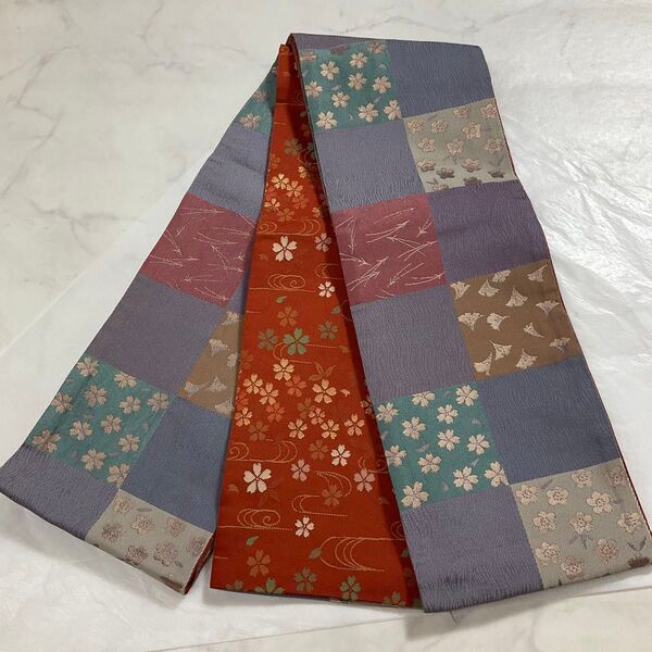 kimono+one◆美品●リバーシブル●センスの良い素敵な半幅帯◆421cm◆半幅帯半巾帯小袋帯◆着物◆P123