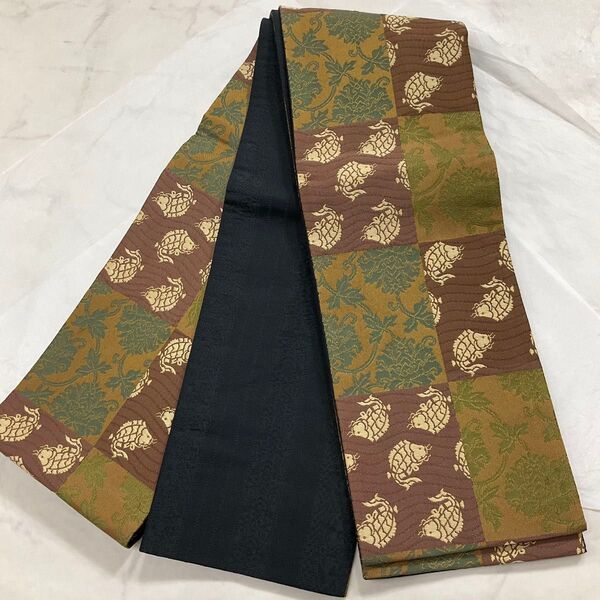 kimono+one◆美品●センスの良い素敵な半幅帯◆名物裂◆長尺●399cm◆半幅帯半巾帯小袋帯◆着物帯小紋普段着◆P141