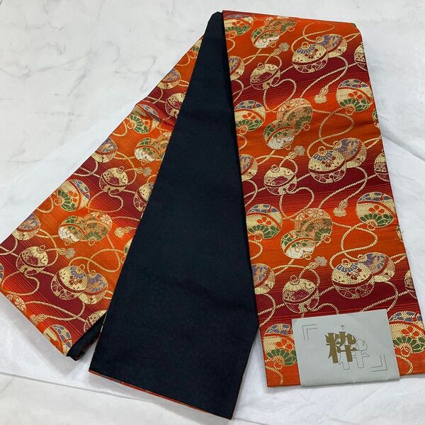 kimono+one◆未使用同然●センスの良い素敵な半幅帯◆長尺●411cm◆半幅帯半巾帯小袋帯◆着物帯小紋普段着半幅帯◆P141