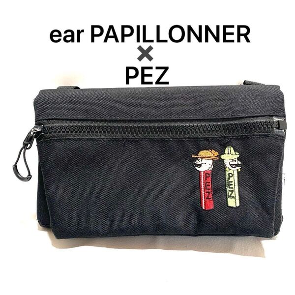 ☆ear PAPILLONNER × PEZ 財布ポシェットショルダーバッグ 黒 コラボ バッグ ペッツ イアー パピヨネ