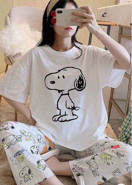 新品未使用 レディースパジャマ ルームウェア 韓国可愛い 部屋着寝間着 可愛いセットアップ 上下
