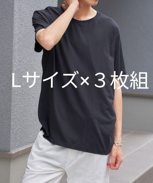 3枚組「LIFEMAX」5.3オンスユーロTシャツ 半袖無地 ブラック Lサイズ