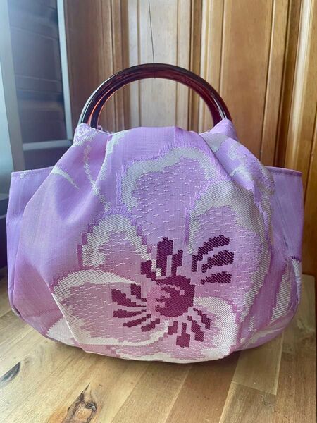 ハンドメイド 着物リメイクのまんまる可愛い手提げバッグ