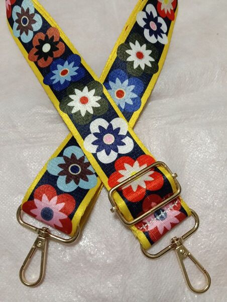 新品 ショルダーストラップ ショルダーベルト 花柄 金具ゴールド バッグ用 付け替え ハンドメイドに 交換用 〜130