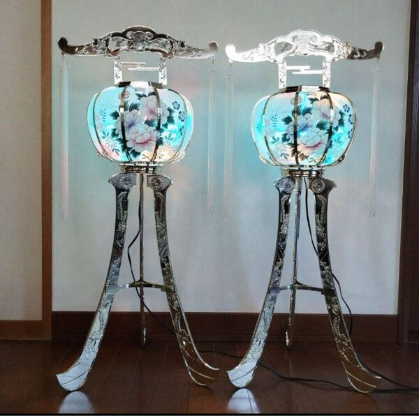 花柄 盆提灯 高さ約100cm