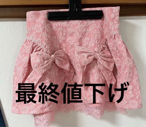 リボン スカート 女の子 レース 可愛い ピンク M お嬢様 お姫様系 姫系 姫ギャル LIZLISA系 くびれ 女性用 花柄
