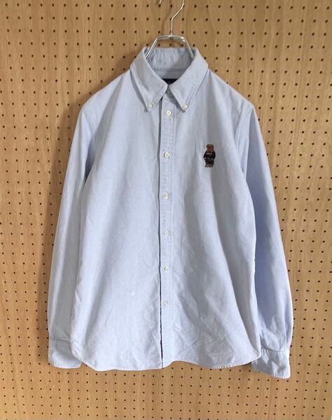 RALPH LAUREN ポロベアオックスフォードシャツ ラルフローレン 長袖シャツ ボタンダウンシャツ スリムフィット ブルー