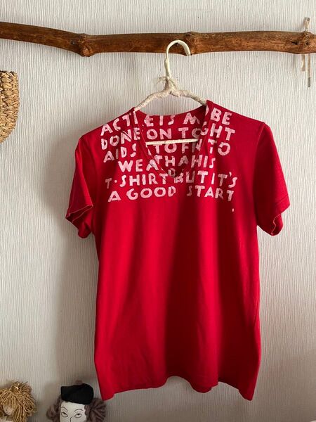 マルタンマルジェラ エイズT MARTIN MARGIELA AIDS T 赤 Tシャツ カットソー 半袖