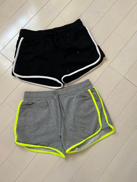 しまむら部屋着ショートパンツ2枚L黒 グレー ルームウェア