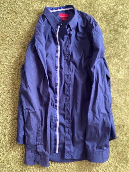 ZARA MAN ネイビー スリムフィットシャツ XL