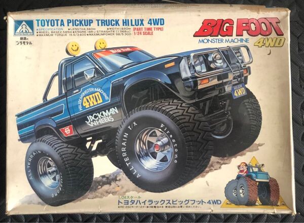 【希少品】旧アオシマ 1/24 TOYOTA PICKUP TRUCK HILAX BIG FOOT 4WD 組立途中 ジャンク