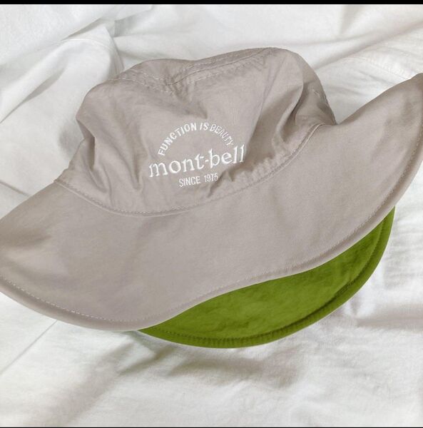 モンベル mont-bell 登山用帽子 ベージュ×黄緑 リバーシブル スポーツウエア