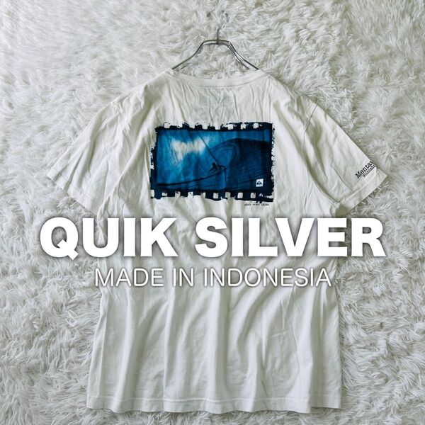 【USED】クイックシルバー QUIK SILVER カジュアル グラフィック オーガニックコットン 半袖Tシャツ スマトラ島 L
