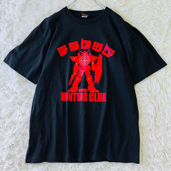 【USED】CHANGES 大人気アニメ 機動戦士ガンダム シルエット 射的の的 ビッグプリント 半袖Tシャツ ブラック レッド
