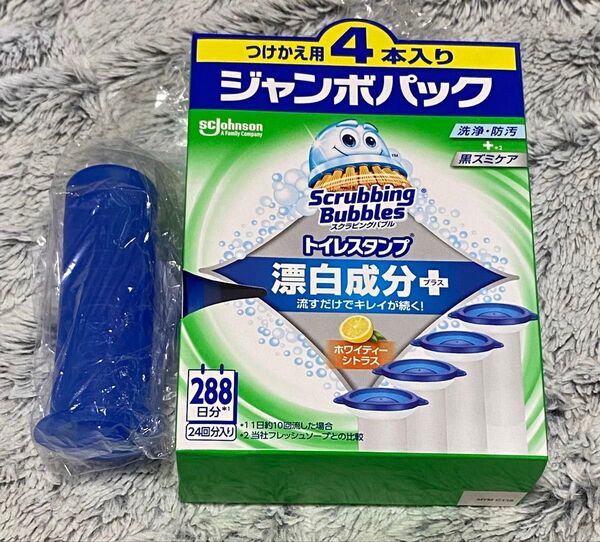 【4本+本体ハンドル】 スクラビングバブル トイレスタンプ ホワイトティーシトラスの香り 詰め替え用