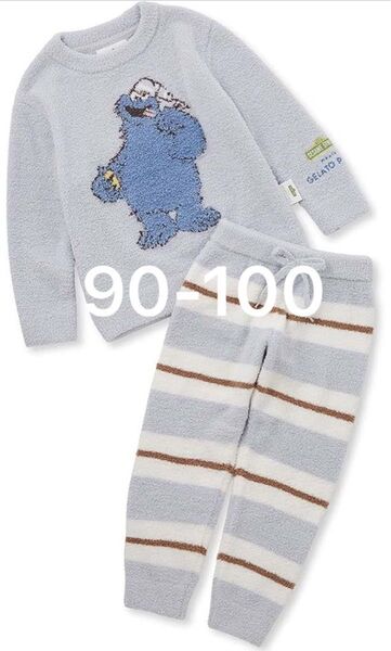 【90-100】 ジェラート ピケ SESAME STREET KIDSモチーフJQDプルオーバー&ロングパンツセット ブルー