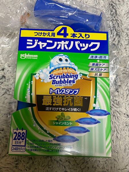 【本体+4本】 スクラビングバブル トイレ掃除 トイレスタンプ 最強 抗菌 シャインミントの香り 本体ハンドル+詰め替え用