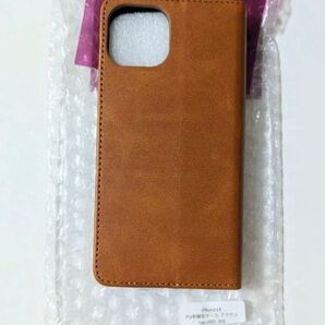 iPhone14用 手帳型レザーケース (ブラウン)