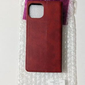 iPhone14用 手帳型レザーケース (レッド)