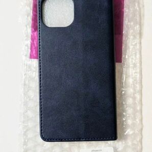 iPhone14用 手帳型レザーケース (ネイビー)