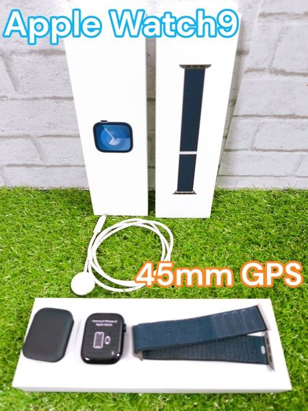 アップルウォッチ9 45mm GPSモデル ミッドナイトスポーツバンド