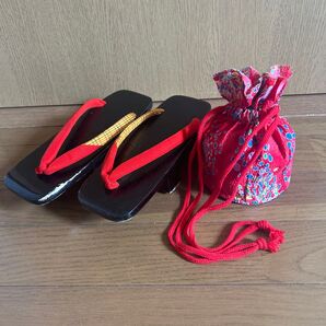 下駄 約22㎝高さ4.5㎝ 巾着おまけ付き