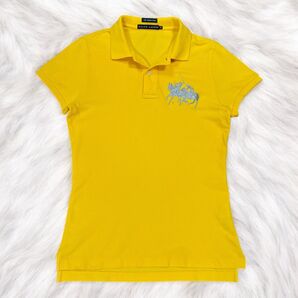 【美品】RALPH LAUREN ラルフローレン ポロシャツ スキニーポロ ビッグポニー イエロー y2k ピチT 平成ギャル