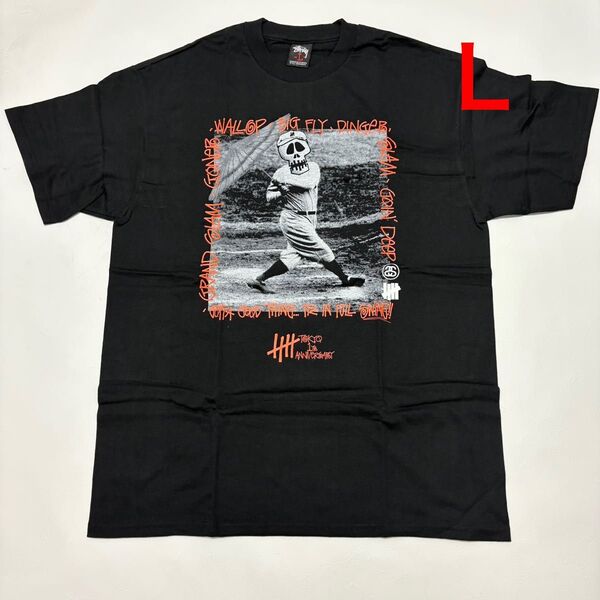 L Stussy x undefeated Tシャツ コラボ 新品 黒 野球 プリント フォト フォトT ベイブルース スカル