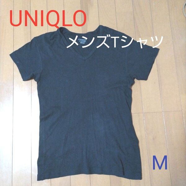 UNIQLO・ユニクロ Vネック メンズTシャツ 黒 M