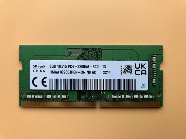 ノートPC用メモリ SK hynix 1R×16 PC4-3200AA-SC0-13 8GB 1枚