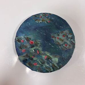 アクリルandテクスチャーアート 絵画 「夢の水辺」円形キャンバス 直径約15cm
