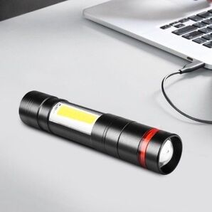 USBケーブル付き★懐中電灯 led USB充電式 強力 防水 携帯電話充電 アウトドア41310