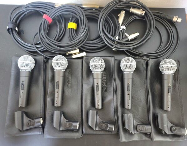 SHURE SM58S ダイナミックマイク 5本セット ケーブル付き