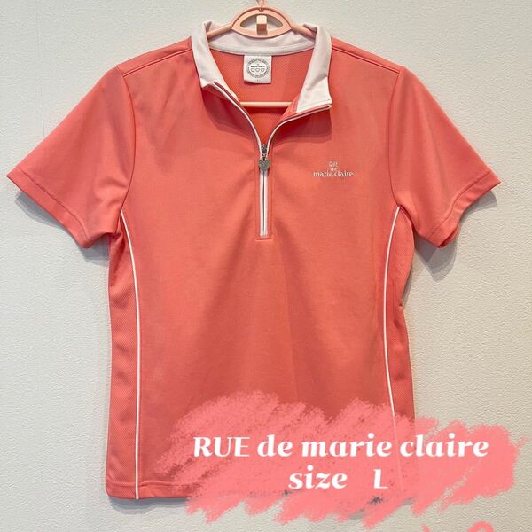 RUE de marie claireレディース L ゴルフ ハーフジップ 半袖シャツ スポーツウェア マリクレール