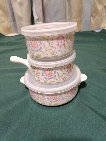 エジリー ルピナス 保存容器 3個 陶器 タッパー