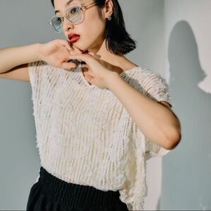 本日値下げ LEPSIM ニュアンス柄レーシー フレンチスリーブ 美品