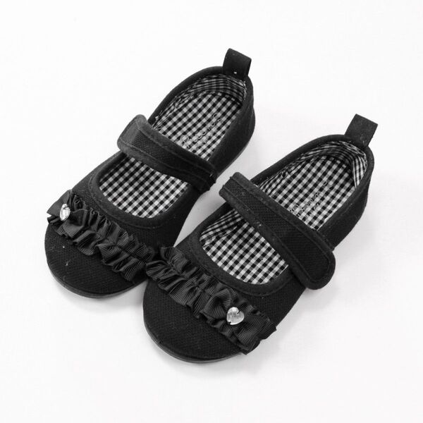 【17cm】美品 フォーマルシューズ 女の子 ブラック マジックテープ式 キッズシューズ ベビーシューズ 冠婚葬祭 黒 靴