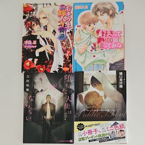 樋口美沙緒.吉田珠姫.菱沢九月.水島忍BL小説4冊セット