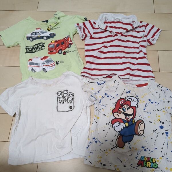 90センチ 90サイズ 男の子 ベビー服 半袖 Tシャツ 働く車 ディズニー マリオ