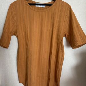 AZUL レディース リブTシャツ オレンジ からし色