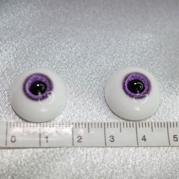 【グラスアイ】ドールアイ 17mm程度 紫 虹彩あり ドール用グラスアイ