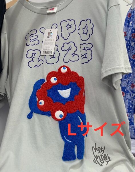 大阪関西万博 EXPO2025 ミャクミャク Tシャツ 刺繍風 もこもこTシャツ Lサイズ