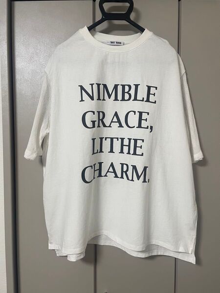 ボーイズルーム 半袖Tシャツ 袖メッシュ ゆったりオーバーサイズ ホワイト