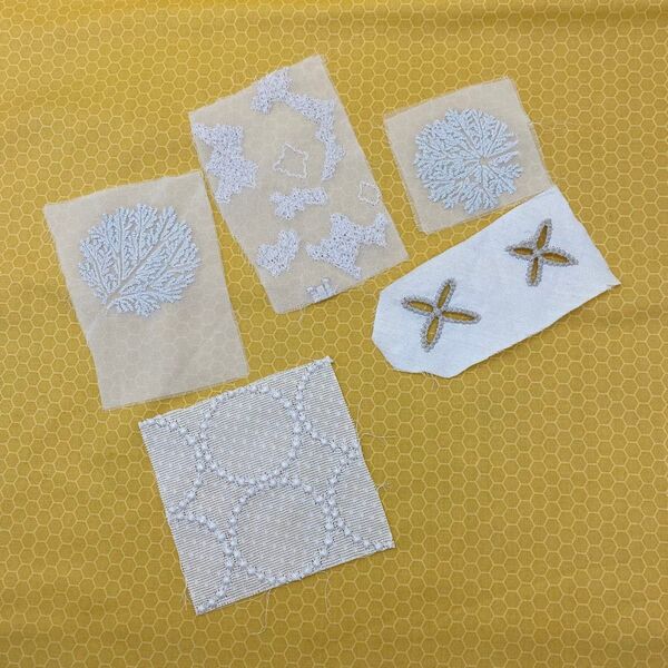 ミナペルホネン、刺繍生地、ハギレセット 、ホワイト系