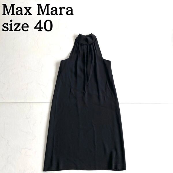 希少★MaxMara ひざ丈ワンピース ドレス ノースリーブ 黒 40 価格の相談大歓迎です♪