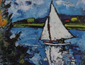 Maurice de Vlaminck、VOILIER BLANC A CHATOU、海外版超希少レゾネ、新品高級額装付、送料込み、iafa